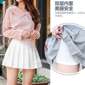 🕊 WHITE HIGH WAISTED PLEATED TENNIS SKIRT w/ SAFETY SHORTS